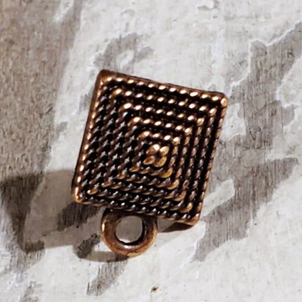 Avant Garde Antique Copper Egyptian Pyramid Dotted Earring Post Findings 10 pcs